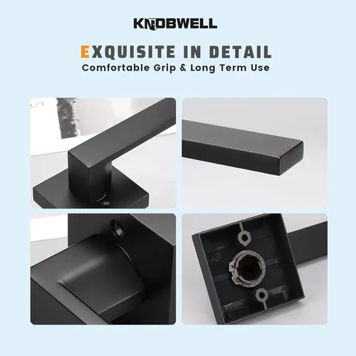 Miniatura 6 de KNOBWELL - Paquete de 10 picaportes resistentes de 0,93 lb con acabado negro, para puertas «dummy» o de una sola cara, sin función de giro