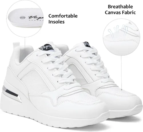 Miniatura 4 de Vepose Tenis de cuña con soporte de arco para mujer, cómodos zapatos para caminar