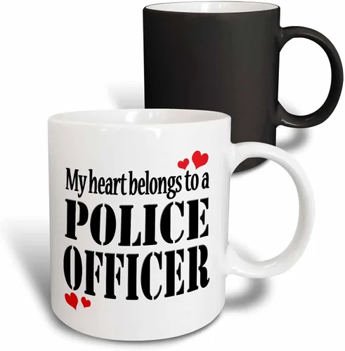 Miniatura 9 de 3dRose Taza de cerámica My heart belongs to a policer, azul/blanco