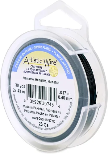 Miniatura 189 de Artistic Wire, alambre para manualidades de calibre 22 bañado en plata, resistente a las manchas, color cobre, blanco, 9,1 m