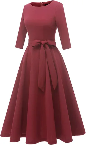 Miniatura 2 de DRESSTELLS Cocktail Dress for Women, Vintage Modest Wedding Guest 34 Sleeves Fall Dresses 2023, Formal Church Dress
