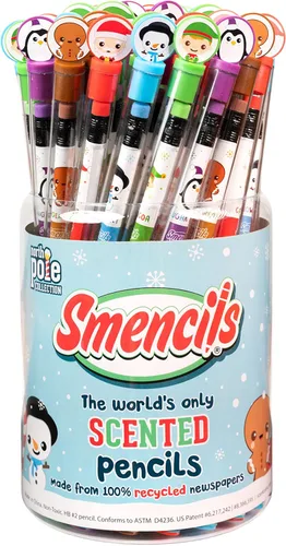 Holiday Smencils Cylinder - Lápices perfumados gourmet patentados HB #2, 50 unidades, regalos para niños, recuerdos de fiesta, recompensas en el