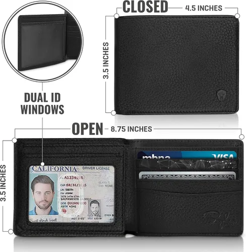 Miniatura 4 de Billetera de dos espacios para identificación, sostenedor de RFID, compartimento para tarjetas de capacidad extra, lo mejor en protección