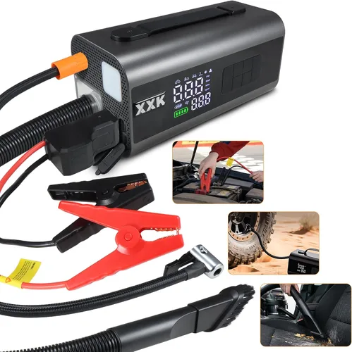 Inflador de neumáticos, compresor de aire portátil, batería de 2000 A, arranque de automóvil, apagado automático, bomba de aire de 160 PSI con
