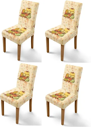 Miniatura 52 de Rnyleeg Thanksgiving Chair Covers for Living Room No Arms Turkey Pumpkin Stretch Dining Chair Covers Set of 6 Soft Washable Kitchen Chair Protector