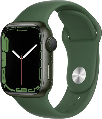 Apple Watch Series 7 [GPS 41mm] Reloj inteligente con caja de aluminio verde y correa deportiva Clover. Rastreador de actividad física, aplicaciones