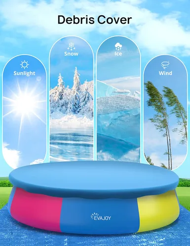 Miniatura 6 de EVAJOY Piscina inflable de 15 pies x 35 pulgadas, incluye bomba de filtro, tela de tierra y cubierta, color azul