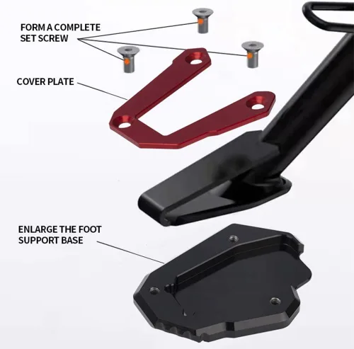 Miniatura 4 de Placa de soporte de extensión para soporte lateral de motocicleta compatible con Ducati Multistrada V4 V4S 950 950S 1200 1200S 1260 1260S Soporte