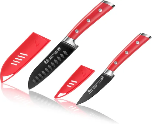 Miniatura 11 de Cangshan S+ Series 1022124 Juego de cuchillos de iniciación Santoku de acero alemán forjado de 2 piezas con revestimiento de titanio, con fundas