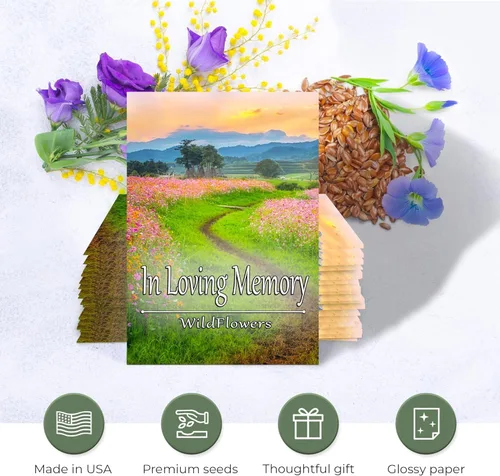 Miniatura 3 de Pack of 25 Pre-Filled Seed Mix Packet Wildflowers Plant for Funerals, Memorial Services in Loving Memory Flower Path Also Serves Thank You