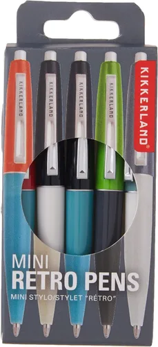 Miniatura 5 de Kikkerland Mini bolígrafos retro, juego de 5 (4329S)