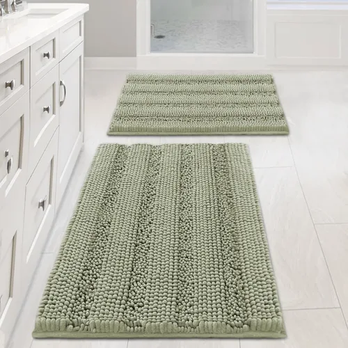 Miniatura 130 de H.VERSAILTEX - Alfombras de baño, juego de 2 piezas, alfombra de contorno para baño, juego de alfombras para inodoro, alfombra antideslizante