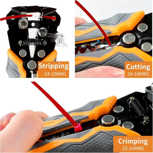 Miniatura 2 de Kit pelacables autoajustable 5 en 1, pelacables automático para AWG 24-10, bolígrafo detector de voltaje LED, cinta aislante de 23 pies, 99
