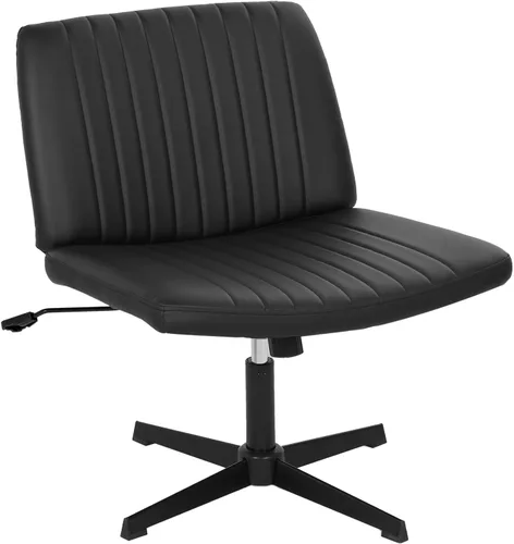 Miniatura 11 de Dopinmin Silla de tocador estable, altura ajustable, patas cruzadas sin brazos, cómoda silla de oficina, sillas de tocador de tela giratorias