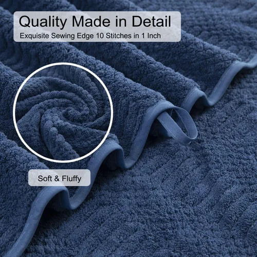 Miniatura 6 de Juego de 8 piezas de toallas de baño azul marino de gran tamaño - 2 toallas grandes de baño, 2 toallas de mano, 4 paños de baño de 600 GSM, suaves
