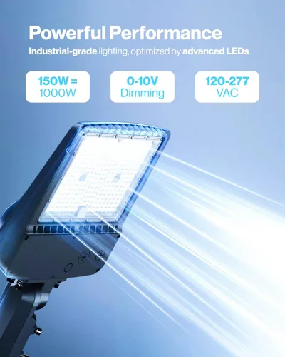 Miniatura 6 de Sunco - Luz LED para estacionamiento, poste para exteriores, 150 W, fotocélula del anochecer al amanecer, reemplazo HID, luz diurna de 5000 K, 21000