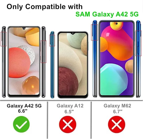 Miniatura 2 de Jeylly Funda para Samsung Galaxy A42 5G con protector de pantalla de vidrio templado, resistente a los golpes, a prueba de caídas, duradera