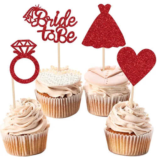 Miniatura 16 de 24 piezas de decoración para cupcakes con anillo de corazón, para despedida de soltera, bodas, compromisos, despedidas de soltera, suministros