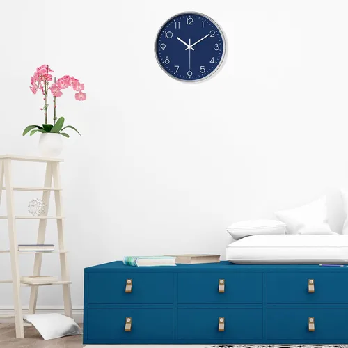 Miniatura 7 de Reloj de pared para cocina, reloj de pared pequeño silencioso sin tictac, movimiento analógico a pilas, color azul marino, moderno, decorativo