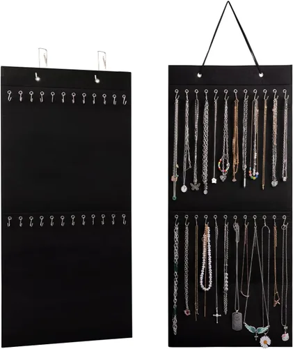 Organizador de joyas colgante con 24 ganchos para colgar en la pared, para colgar en la puerta, armario, collar para pulsera, anillo, cadena, diseño