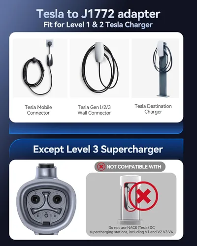Miniatura 4 de Ecogenix Adaptador de carga Tesla a J1772 (máximo 80 A, 240 V), adaptador NACS a J1772, adaptador J1772 EVs, compatible con conector de pared Tesla