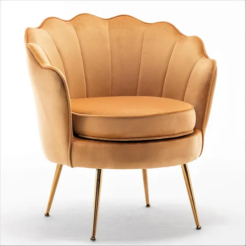 Miniatura 15 de Container Furniture Direct Silla de terciopelo con silueta festoneada y patas de metal dorado, pieza decorativa adecuada para espacios Rosa