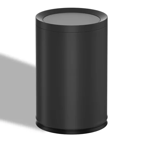 Bote de basura de metal de 2.3/9L galones con tapa, negro, lujo ligero, elegante bote de basura, cesta de basura de baño, para sala de estar, hogar,