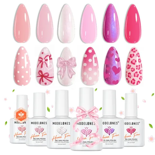 Miniatura 21 de modelones Juego de esmaltes de uñas de gel con purpurina, sin hema, 6 colores, Chameleon Aurora Shimmer Glitter Kit de esmalte de gel azul, verde