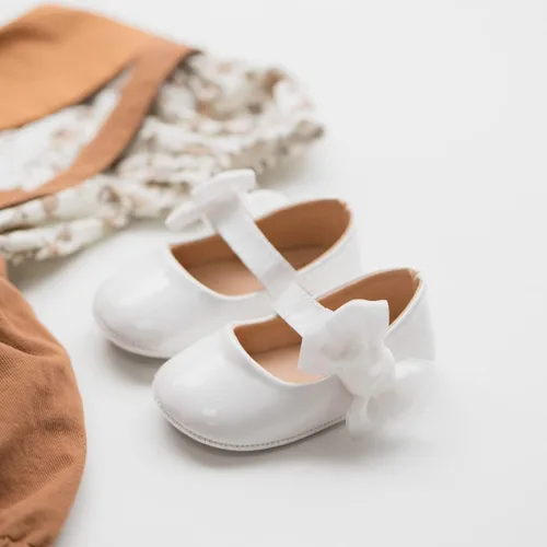 Miniatura 4 de ohsofy Zapatos de Mary Jane antideslizantes con lazo de princesa para bebé y niña, zapatos de vestido de princesa para los primeros pasos, zapatos