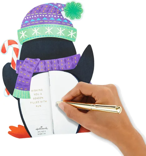 Miniatura 6 de Hallmark Paper Wonder - Tarjeta de Navidad con diseño de panal de abeja (pingüino)