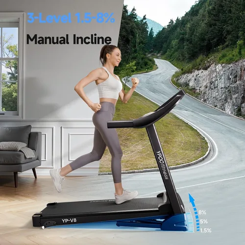 Miniatura 2 de Cintas de correr para el hogar con inclinación, cintas de correr plegables automáticas, 8.0 MPH caminadora con Bluetooth, capacidad de peso de 300