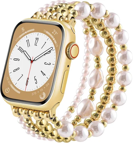 Miniatura 22 de CAGOS Pulsera de cuentas compatible con Apple Watch Series 11/10/9/8/7/6/5/4/3/2/1 SE de 1.496 in 1.575 in 1.614 in 1.654 in 1.732 in 1.772 in 1.811
