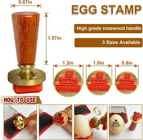 Miniatura 3 de Sello de huevo, sellos de huevos personalizados para huevos frescos, diseños únicos personalizados para huevos de gallina de granja, marca en huevos