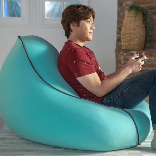 Miniatura 4 de Yogibo Sillón Puff Pequeño para Adultos, Niños y Adolescentes, Suave, de Felpa, Cómodo, Sensorial, Puff para Juegos, Funda Lavable, Azul