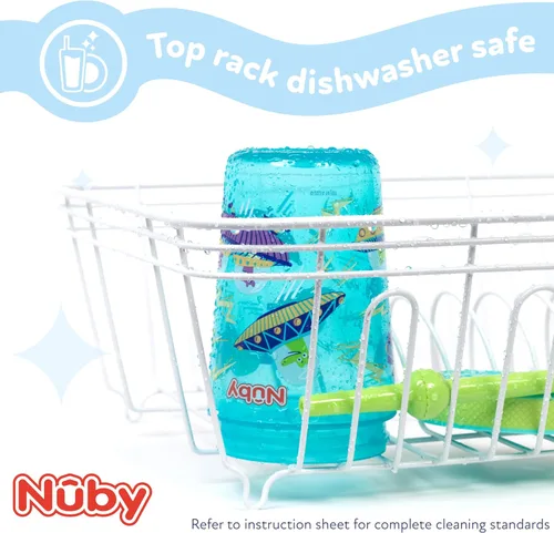 Miniatura 6 de Nuby Thirsty Kids Super Sipper - Vaso antiderrames para niños pequeños con válvula de silicona de 360° y popote giratorio, paquete de 2, 14 onzas