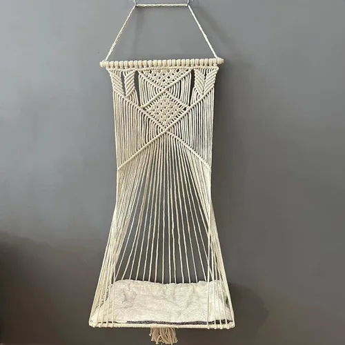 Miniatura 4 de Doralus - Cama para gato tipo hamaca de macramé, columpio cama para gato, jaula de cuerda de algodón colgante para gato, casa para gatos, juguete