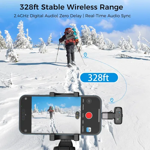 Miniatura 5 de ZealSound Micrófono TikTok, micrófono inalámbrico Lavalier para iPhone, iPad, Android (USB-C/Lightning), mini micrófono con funda de carga