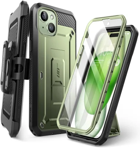 Miniatura 10 de SUPCASE Funda para iPhone 15 con soporte y clip para cinturón (Unicorn Beetle Pro), [protector de pantalla integrado]