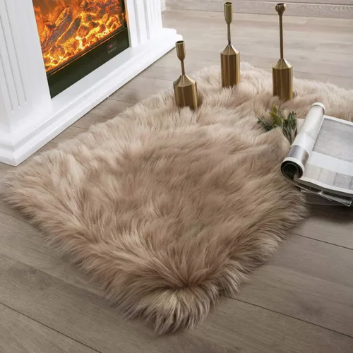 Miniatura 93 de Ashler Home Deco - Tapete de pelo sintético de oveja, mullido, suave, de 2 x 3 pies, lavable a máquina, dormitorio, habitación de los niños, sala