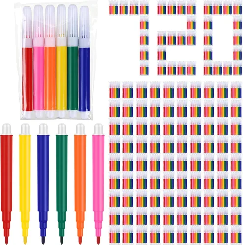 Watersay 720 mini marcadores a granel de colores a granel de 3.4 pulgadas, colores vibrantes, marcadores de colores cortos portátiles surtidos 6