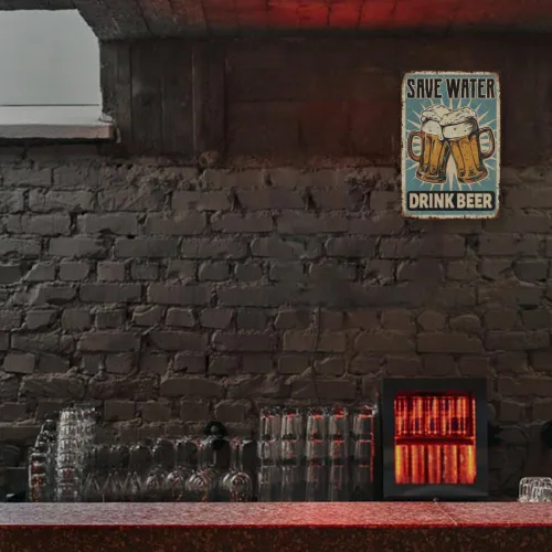 Miniatura 8 de SUPERDANT Letreros de lata de cerveza, divertido letrero de metal, póster de ahorro de agua, bebida, cerveza, garaje, placa de arte de pared