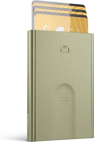 ÖGON -DESIGNS- Tarjetero automático de aluminio, protección RFID contra fraude y desmagnetización, cartera delgada y minimalista para hombres y