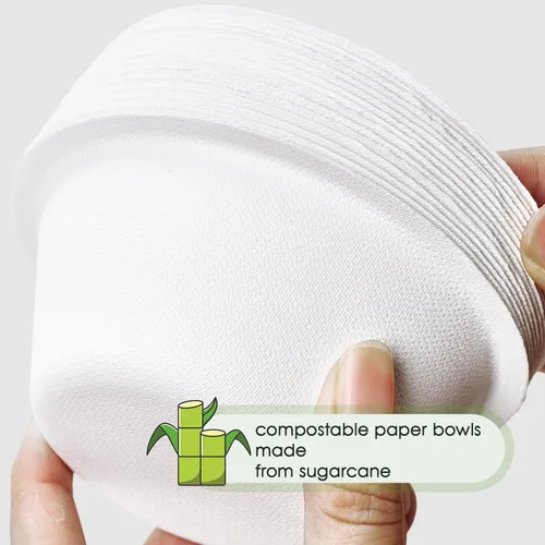 Miniatura 3 de ECOLipak Paquete de 150 cuencos de papel compostables, 8 onzas, desechables, biodegradables, resistentes, hechos de bagazo natural, adecuados