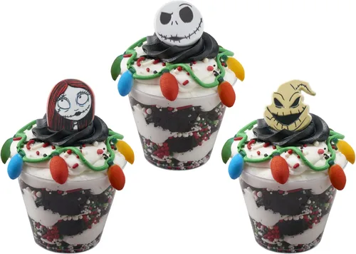 Miniatura 14 de DecoPac Anillos de The Nightmare Before Christmas, decoraciones de cupcakes con Jack, Sally y Oogie Boogie, paquete de 24