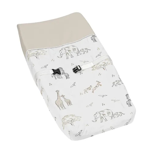 Sweet Jojo Designs Jungle Safari Animales Niño Niña Bebé Guardería Cambiador Cubierta Beige Marrón Taupe Negro y Blanco Género Neutral Animal