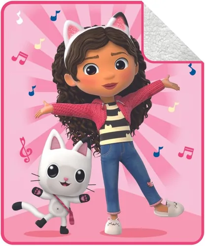 Manta de sherpa de peluche suave para niños de Gabby's Dollhouse de DreamWorks, 50 x 60 pulgadas, (Producto con licencia oficial) de Franco Casa de