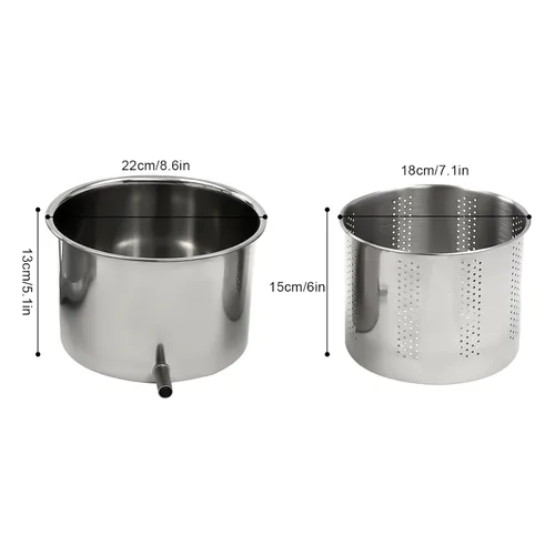 Miniatura 3 de Máquina manual de prensa de vino de frutas con mango en T y bolsa de filtro, molinillo de sidra de frutas de estructura triangular con barriles
