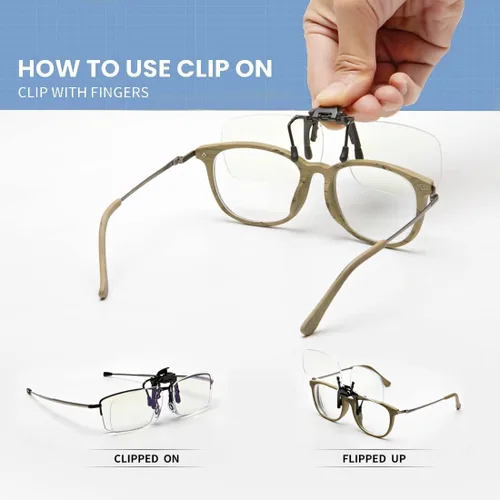 Miniatura 2 de Gafas de lectura con clip y abatibles, lupas con bloqueo de luz azul, lupa, lentes para lectores unisex (transparente, 1.0)