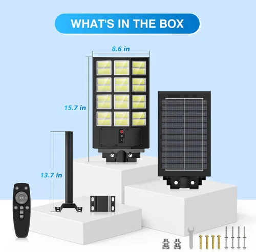 Miniatura 6 de OKPRO Farola solar de 5000 W para estacionamiento al aire libre, gran angular IP66 impermeable, 6500 K del atardecer al amanecer, LED con sensor