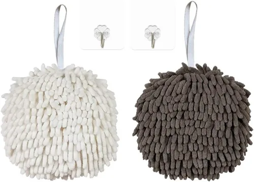 Miniatura 9 de Juego de 3 toallas de mano de felpilla con bucles para colgar, toallas de mano colgantes para baño o cocina, de secado rápido, toalla de baño